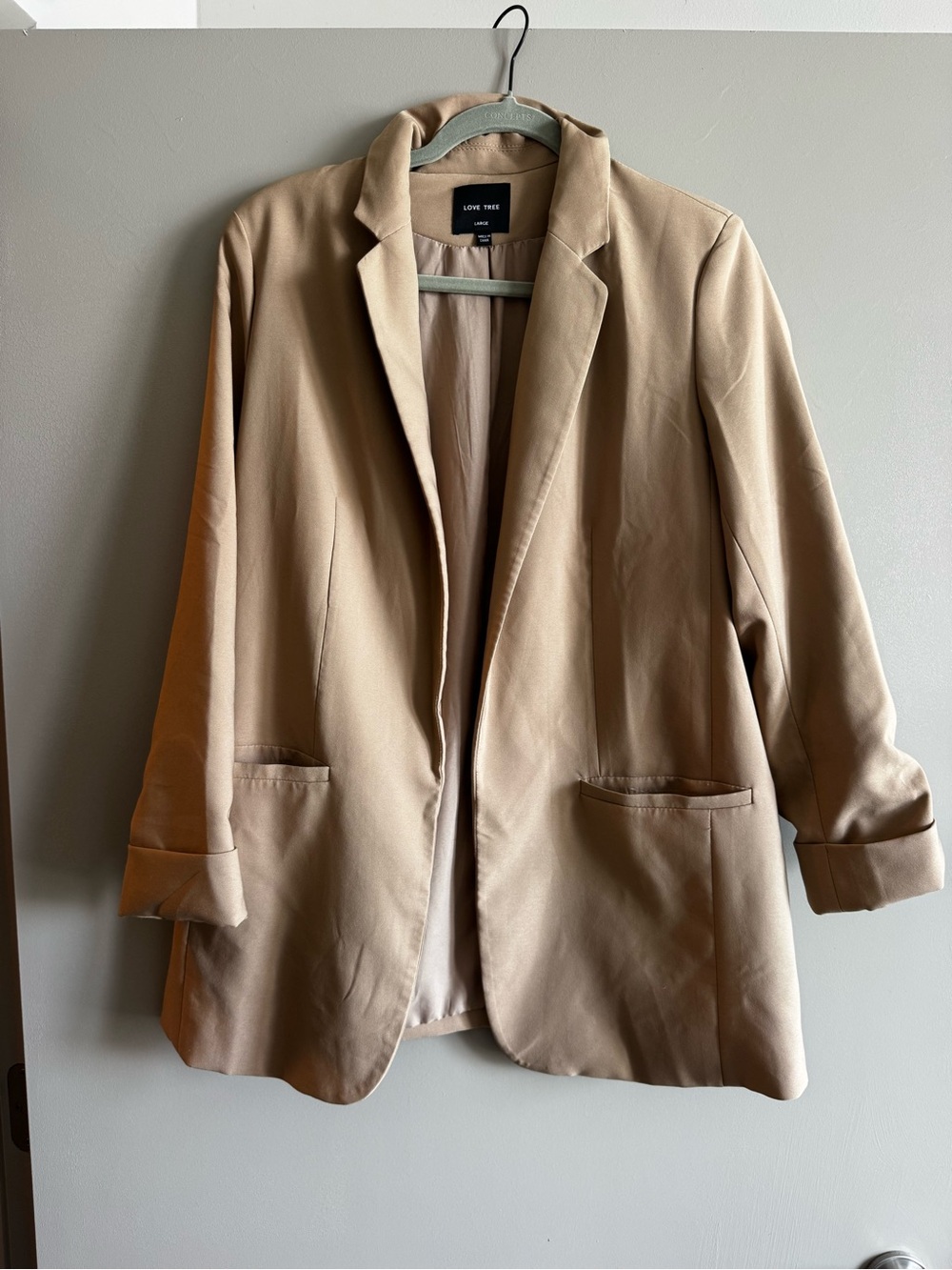 Love Tree Beige/Tan Open-Front Blazer